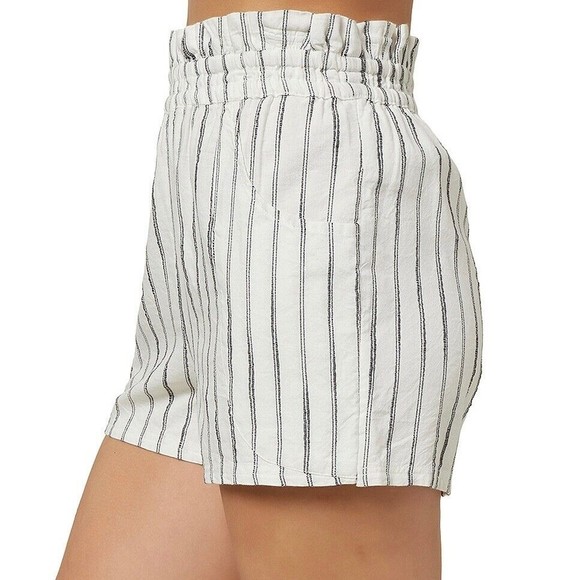 Oneill Womens Canter Striped Paperbag Shorts Size Small White Beach Pull on - Picture 3 of 9